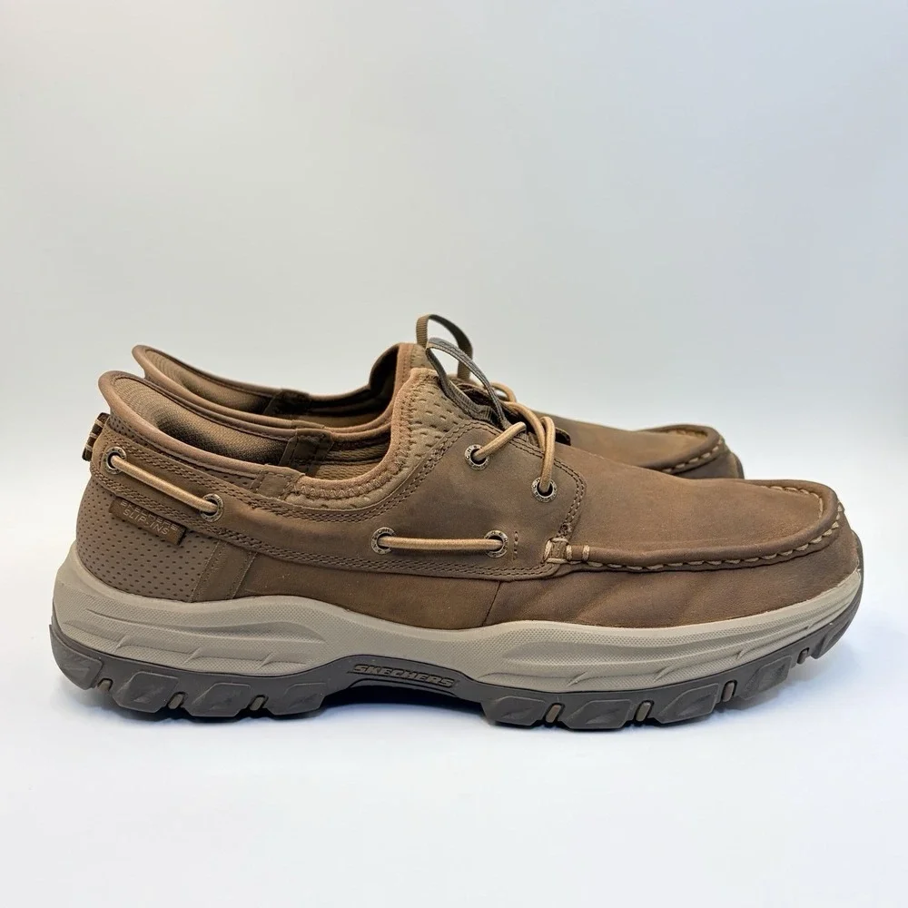 Skechers Knowlson Shore Thing Men's 11 Brown Slip-ins Relaxed Fit Boat Shoe